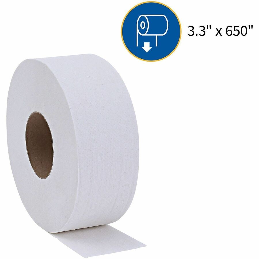 Image of Genuine Joe Bath Tissue Rolls,Jumbo,2-Ply,3-1/4"x650',12RL/CT,54CT/PL,WE