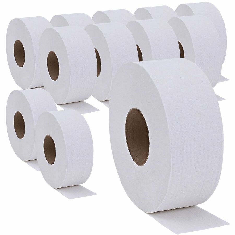 Image of Genuine Joe Bath Tissue Rolls,Jumbo,2-Ply,3-1/4"x650',12RL/CT,54CT/PL,WE