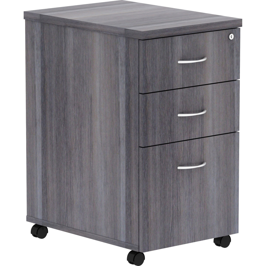 Image of Lorell Pedestal, Mobile, B/B/F, 16"x22"x28-1/4", Weathered Charcoal