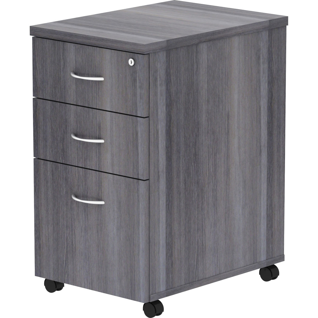 Image of Lorell Pedestal, Mobile, B/B/F, 16"x22"x28-1/4", Weathered Charcoal
