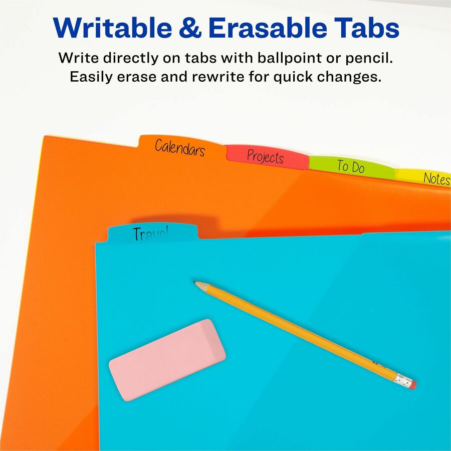 Image of Avery® Write-On Dividers w/Pocket,8-Tab,9-1/4"x11-1/8",Bright AST