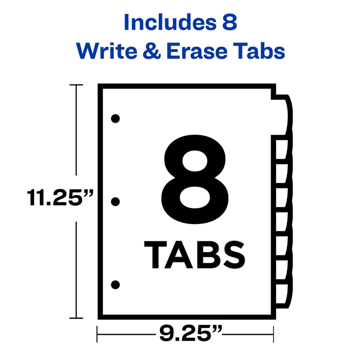 Image of Avery® Write-On Dividers w/Pocket,8-Tab,9-1/4"x11-1/8",Bright AST