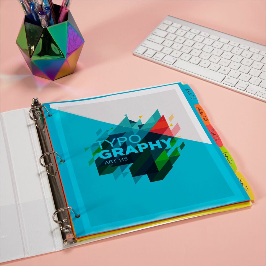 Image of Avery® Write-On Dividers w/Pocket,5-Tab,9-1/4"x11-1/8",Bright AST