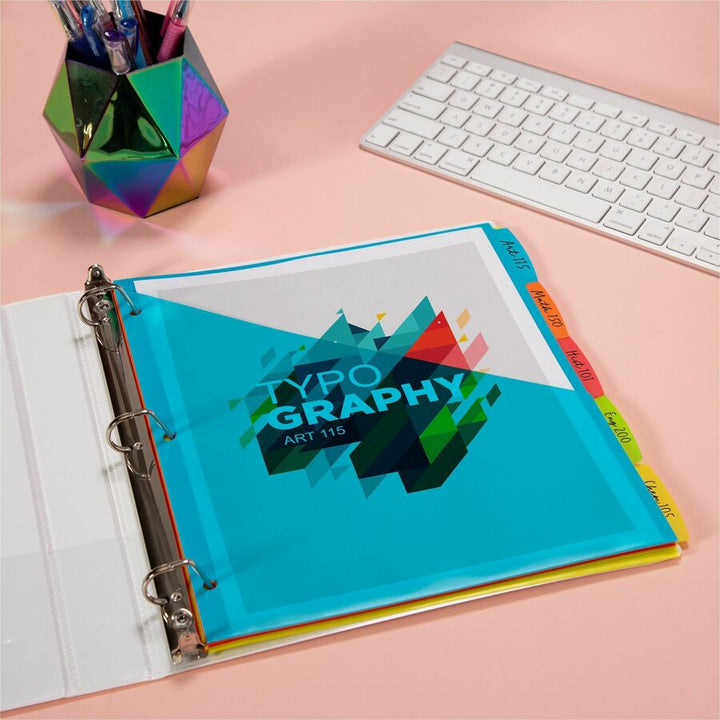 Image of Avery® Write-On Dividers w/Pocket,5-Tab,9-1/4"x11-1/8",Bright AST