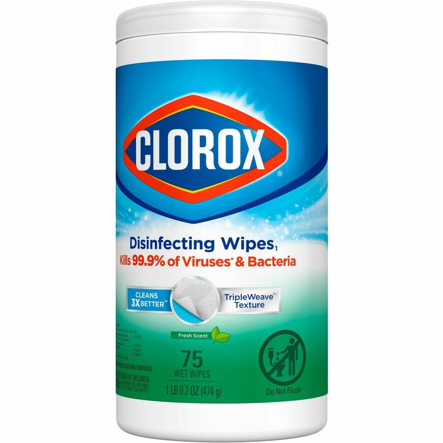 Image of Clorox® Disinfecting Wipes, Fresh Scent,75/Canister,6/CT,40CT/BD, WE