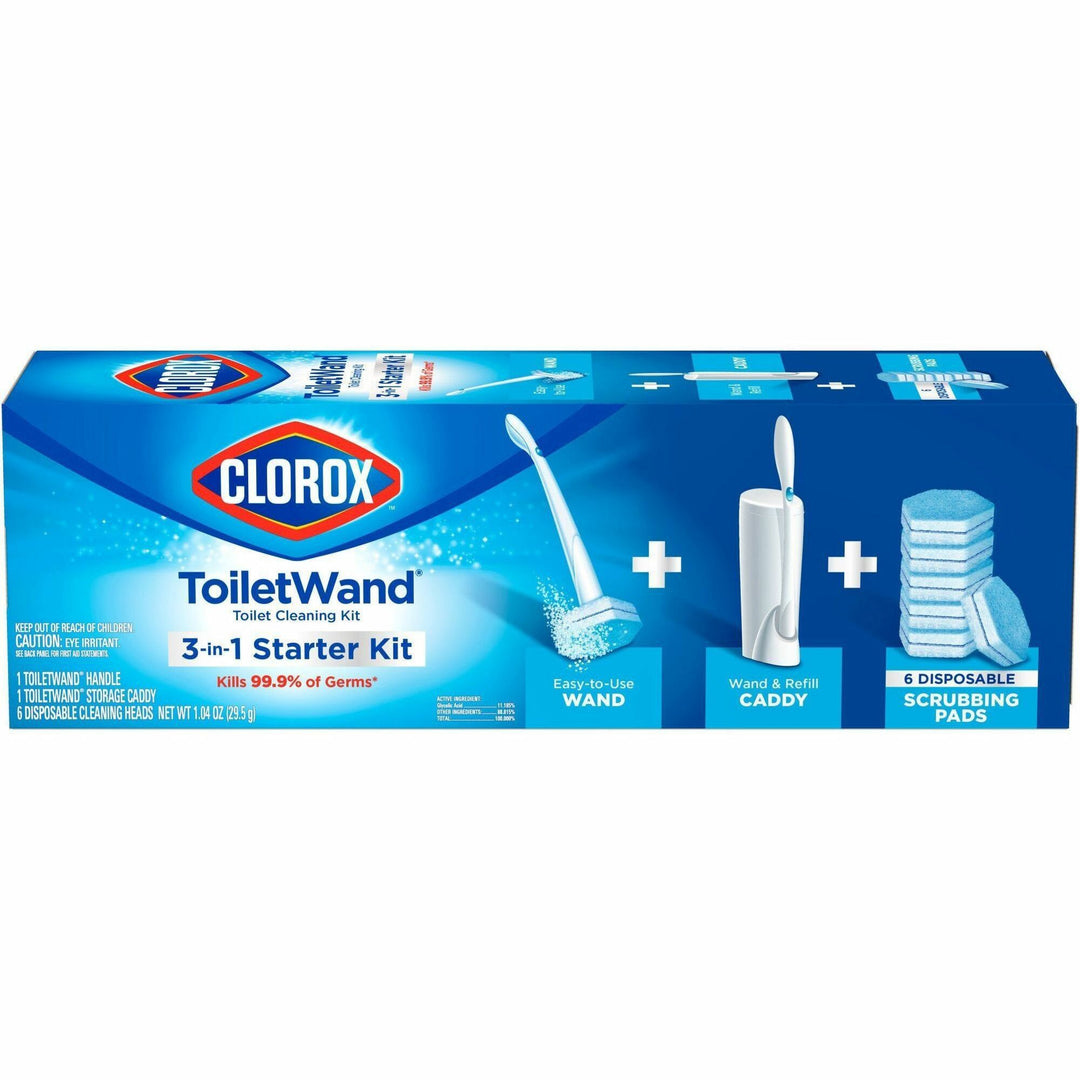 Image of Clorox® Toilet Wand Starter Kit, 6 Disposable Heads, 216KT/PL, BE/WE
