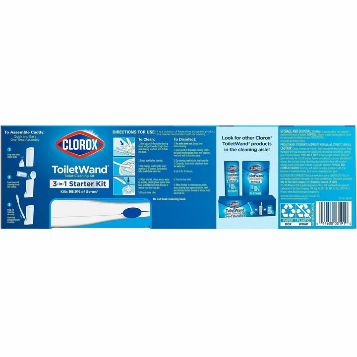 Image of Clorox® Toilet Wand Starter Kit, 6 Disposable Heads, 216KT/PL, BE/WE