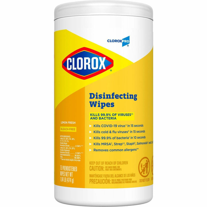 Image of Clorox® DisinfectingWipes,LemonScent,75/Canister,6 EA/CT,40CT/BD, WE