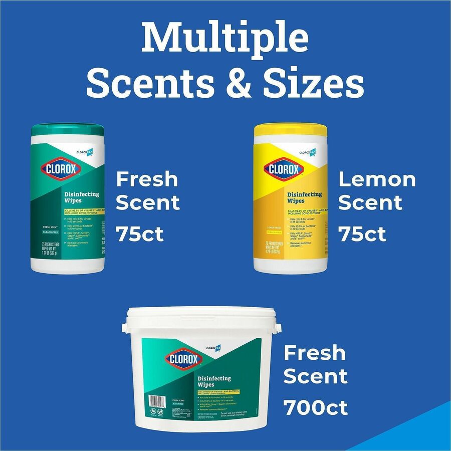 Image of Clorox® Disinfecting Wipes, Lemon Scent, 75 Wipes, 480/PL, WE