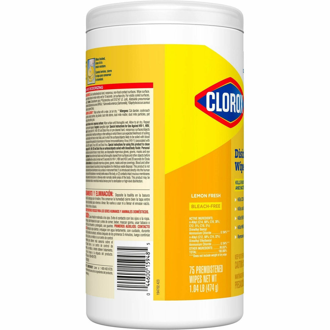 Image of Clorox® Disinfecting Wipes, Lemon Scent, 75 Wipes, 480/PL, WE