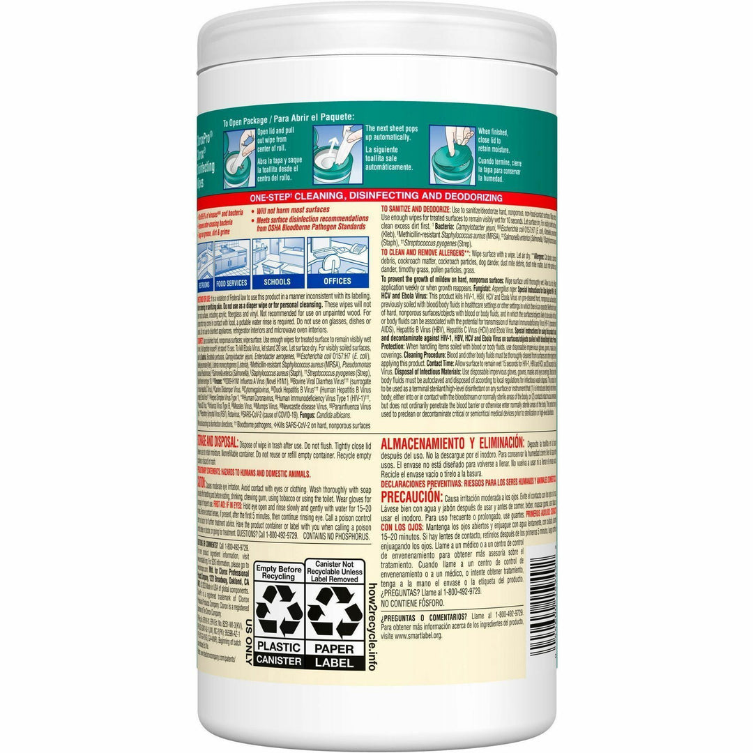 Image of Clorox® DisinfectWipes,Industrial,FrshScent,75/Can,6EA/CT,40CT/BD,WE