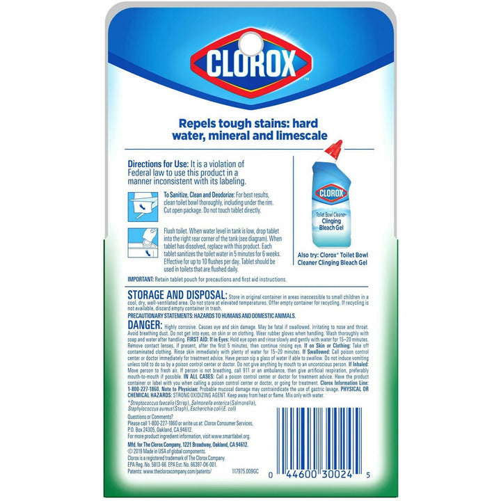 Image of Clorox® Toilet Bowl Cleaner Tablets, Bleach, 3.5oz, 840/PL, WE