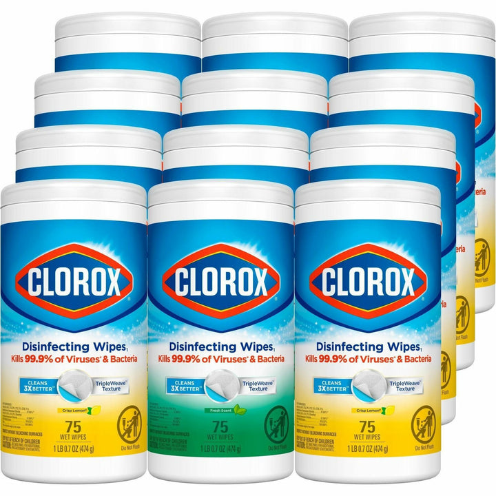 Image of Clorox® DisinfectWipe,BleachFree,75/Can,3EA/PK,4PK/CT,20CT/BD,WE