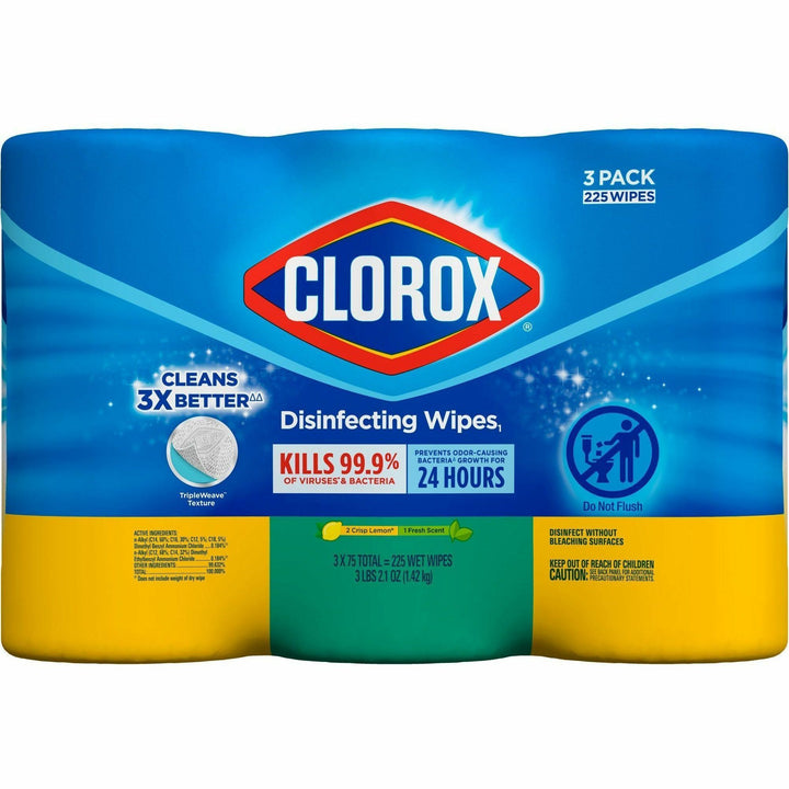 Image of Clorox® DisinfectWipe,BleachFree,75/Can,3EA/PK,4PK/CT,20CT/BD,WE