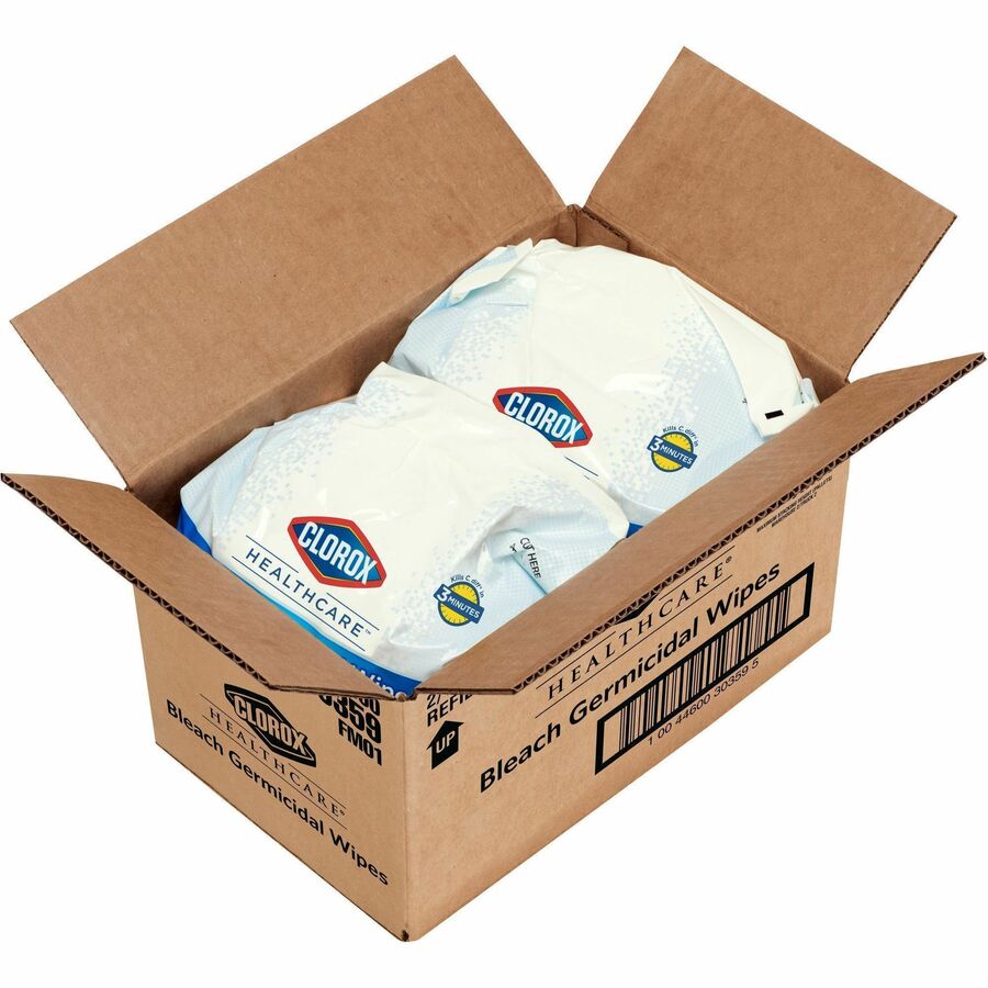 Image of Clorox® Germicidal Wipes, w/Bleach, 110 Wipes/Refill, 200/PL, White