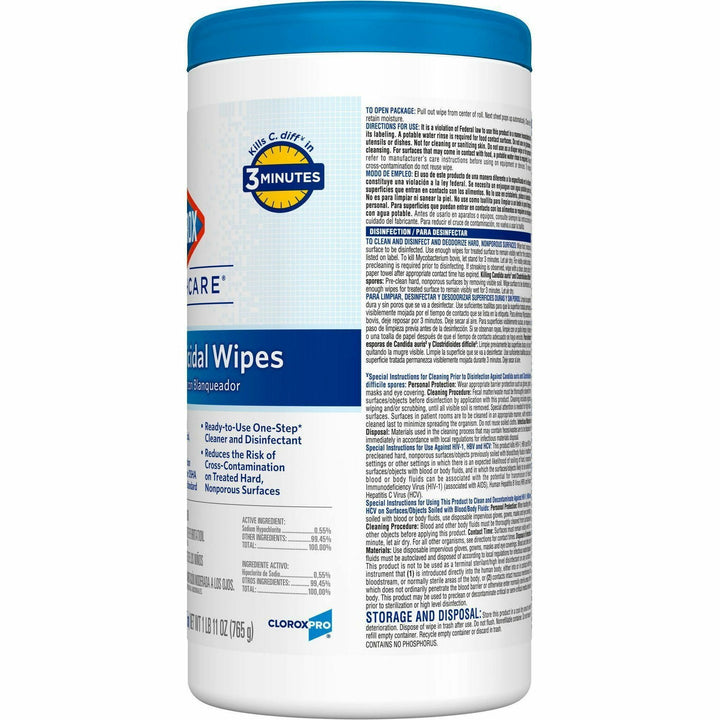 Image of Clorox® Germicidal Wipes,w/Bleach, 150/Canister, 6EA/CT,25/BD, WE