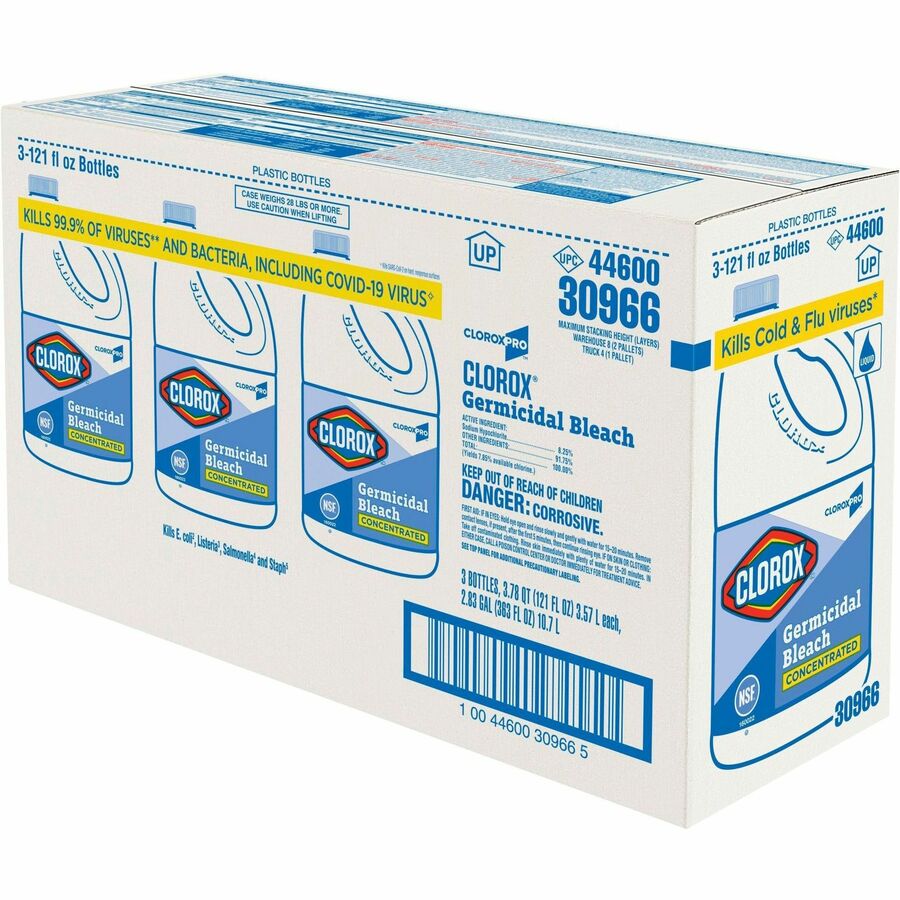 Image of Clorox® Bleach, Germicidal, Concentrated, 121 oz, 84/BD, Clear