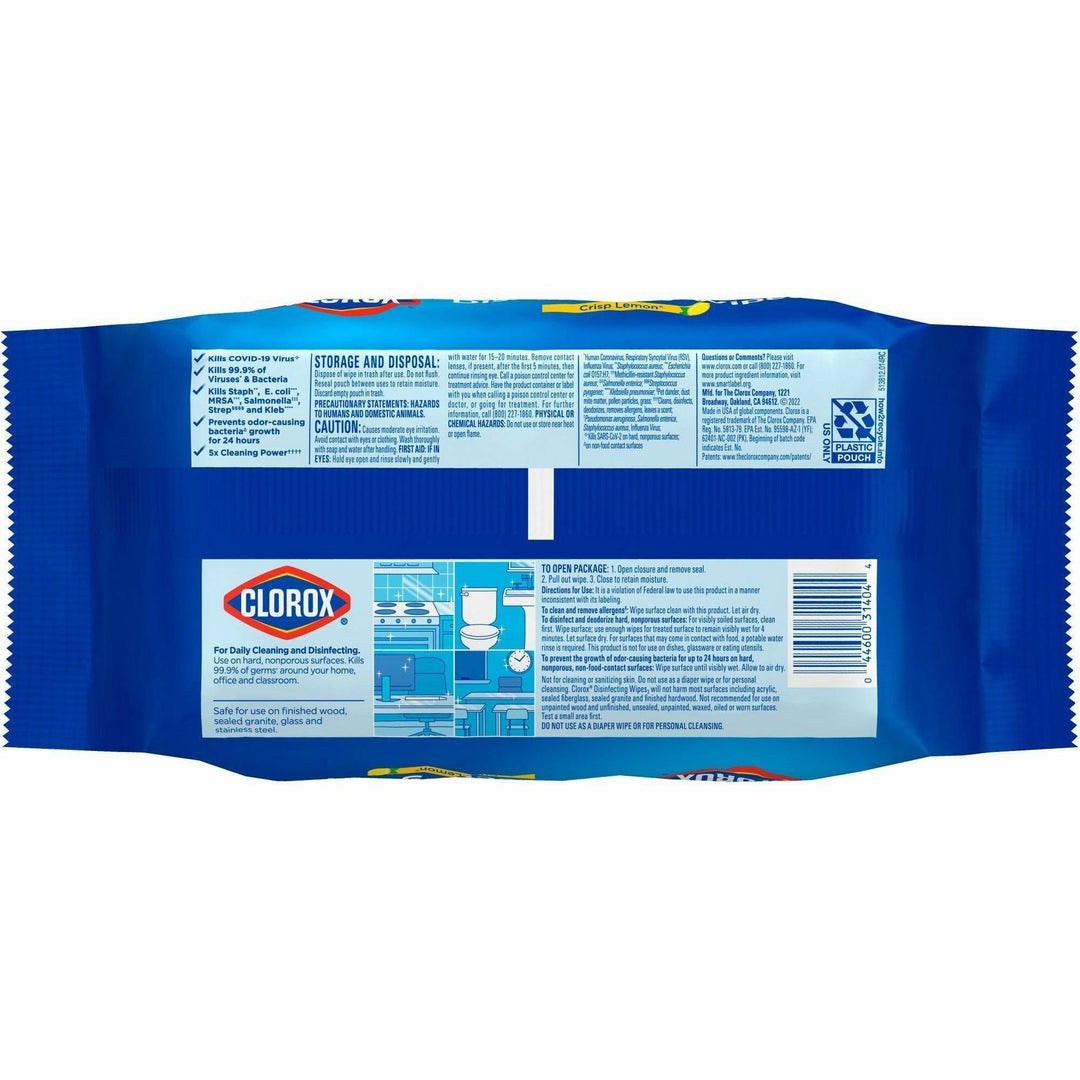 Image of Clorox® Disinfecting Wipes, Crisp Lemon, 75 Wipes, 300/BD, White