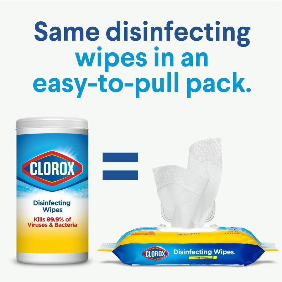 Image of Clorox® Disinfecting Wipes, Crisp Lemon, 75 Wipes, 6/CT, White