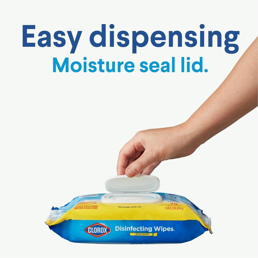 Image of Clorox® Disinfecting Wipes, Crisp Lemon, 75 Wipes, 6/CT, White