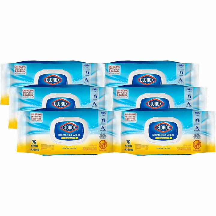 Image of Clorox® Disinfecting Wipes, Crisp Lemon, 75 Wipes, 600/PL, White