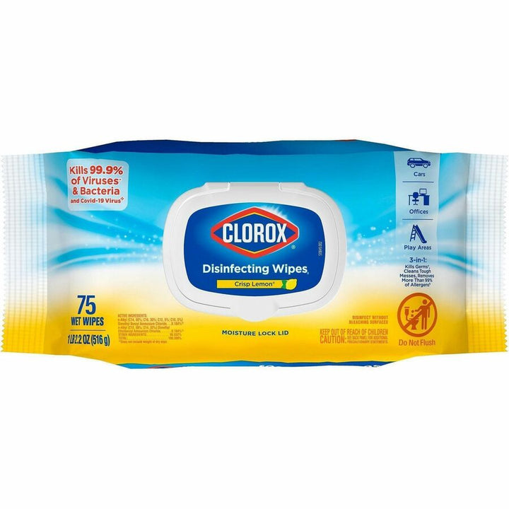 Image of Clorox® Disinfecting Wipes, Crisp Lemon, 75 Wipes, 600/PL, White