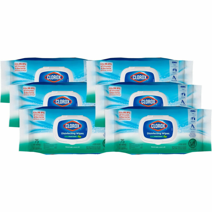 Image of Clorox® Disinfecting Wipes, Fresh Scent, 75 Wipes, 600/PL, White
