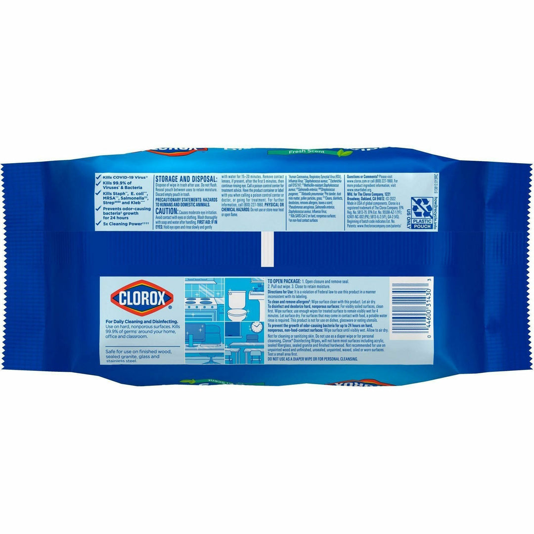 Image of Clorox® Disinfecting Wipes, Fresh Scent, 75 Wipes, 600/PL, White