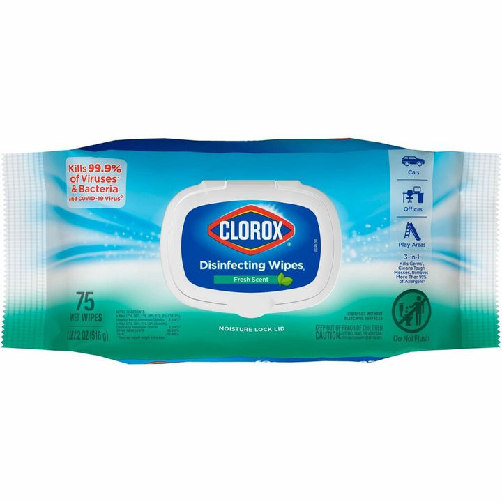 Image of Clorox® Disinfecting Wipes, Fresh Scent, 75 Wipes, 600/PL, White