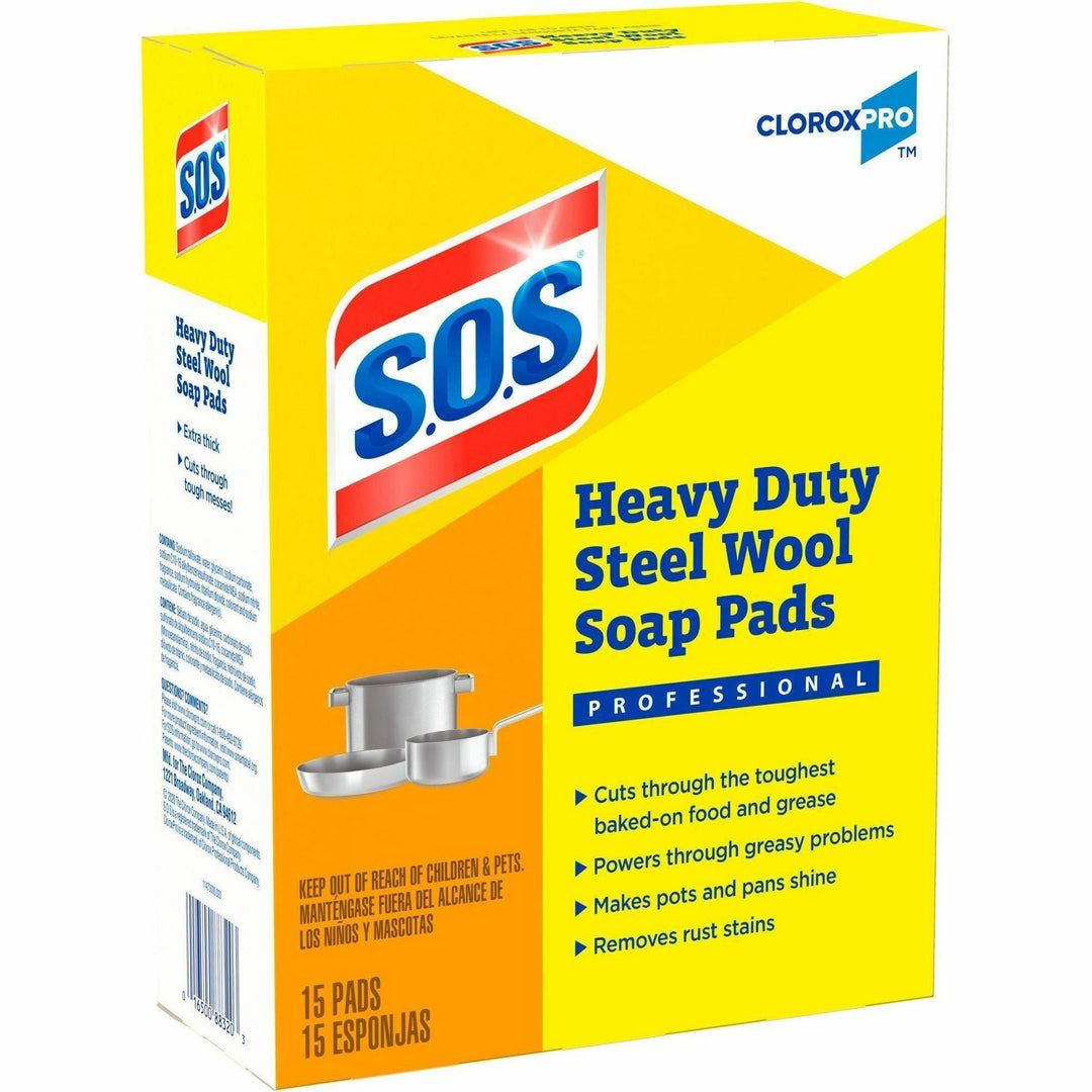 Image of Clorox® Scrub Pads w/Soap,Heavy-Duty,SteelWool,5"x4",15/BX,480 BX/PL