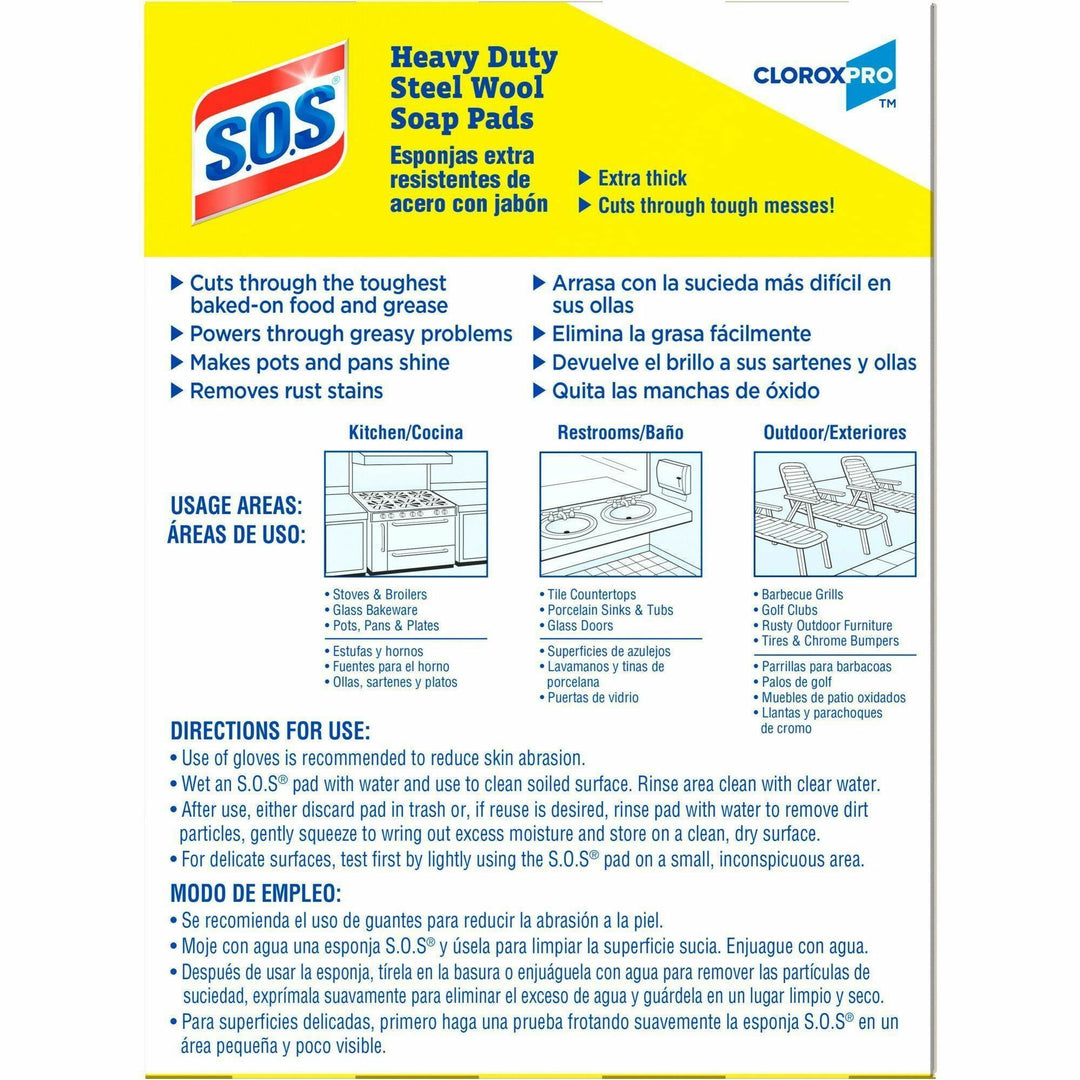 Image of Clorox® Scrub Pads w/Soap,Heavy-Duty,SteelWool,5"x4",15/BX,480 BX/PL