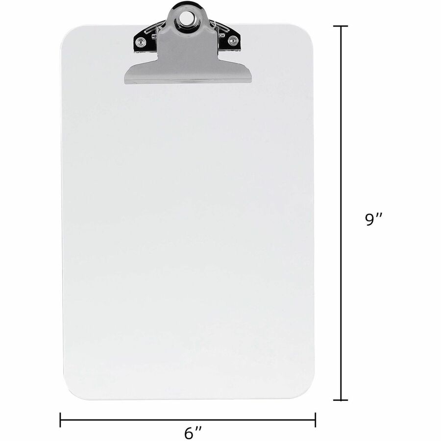 Image of Business Source Clipboard, Plastic, w/Spring Clip, 6"x9", Clear