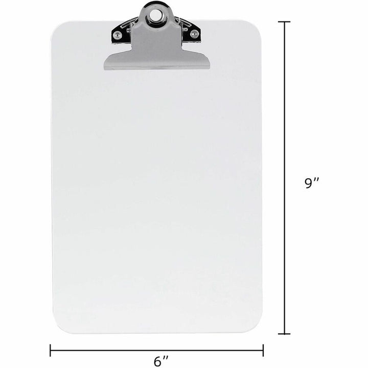 Image of Business Source Clipboard, Plastic, w/Spring Clip, 6"x9", Clear