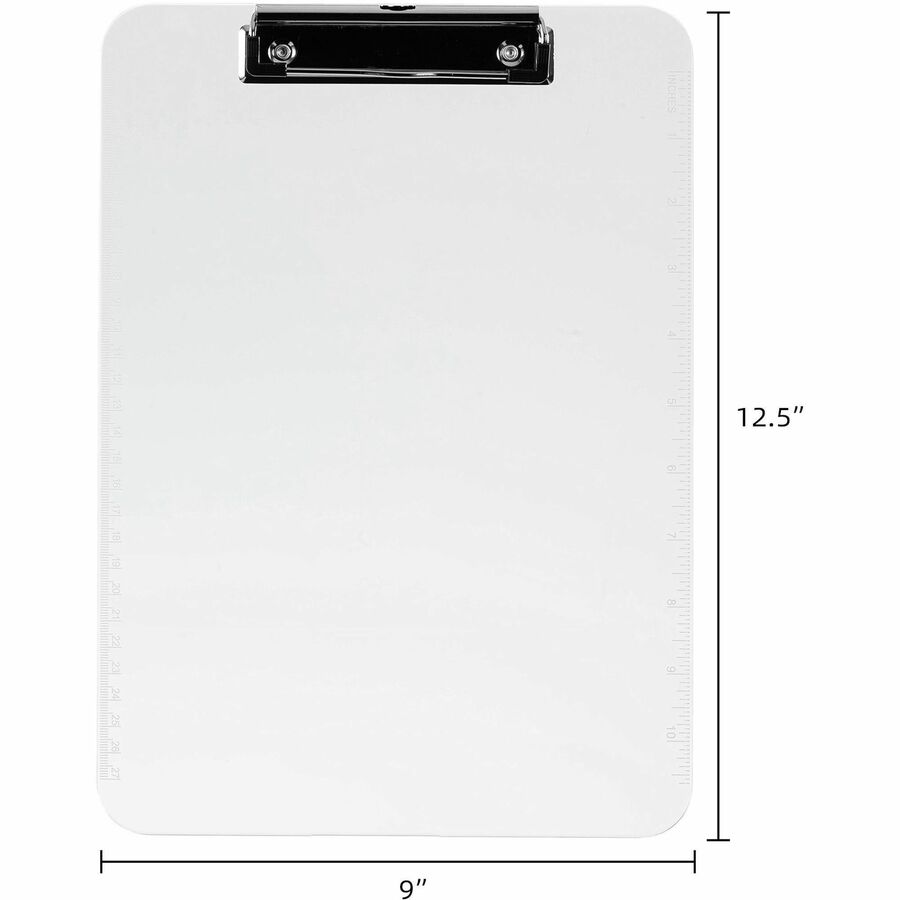 Image of Business Source Clipboard, Plastic, w/Flat Clip, 9"x12-1/2", Clear