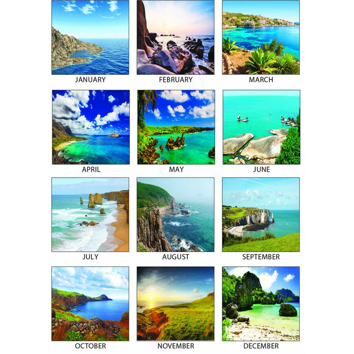 Image of House Of Doolittle Recycled Earthscapes Desk Pad Calendar, Seascapes Photography, 22 x 17, Black Binding/Corners,12-Month (Jan to Dec): 2025