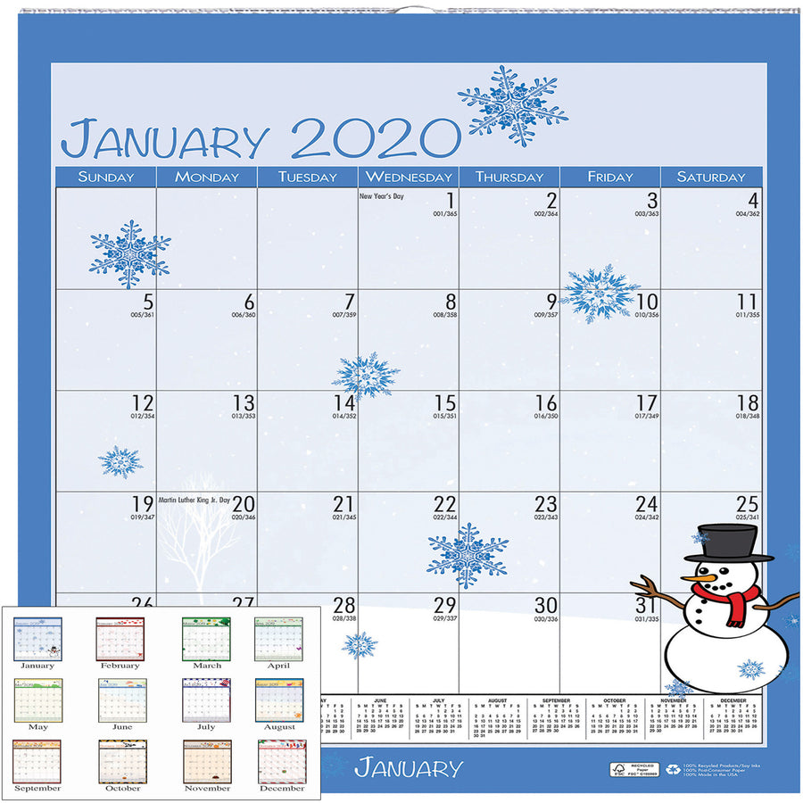 Image of House of Doolittle 338 Monthly Wall Calendar Seasonal Holiday Depictions 12 x 12 Inches