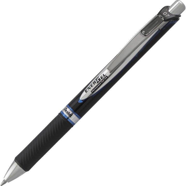 Image of Pentel® EnerGel PRO Hybrid Gel Pen, Retractable, Medium 0.7 mm, Blue Ink, Black Barrel, 3/Pack