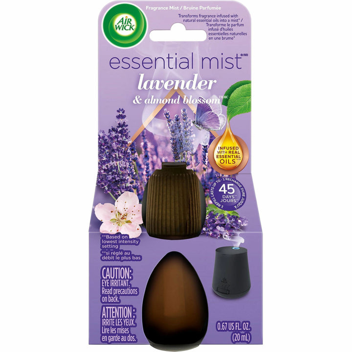 Image of Air Wick 98552 Essential Mist Scented Diffuser Oil Refill, Oil, 0.7 fl oz (0 quart), Lavender & Almond Blossoms, 45 Day, Long Lasting, 1 Each