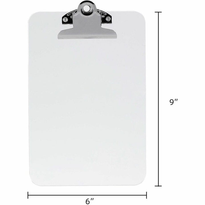 Image of Business Source Clipboard, Plastic, w/Spring Clip, 6"x9", 12/BX, Clear