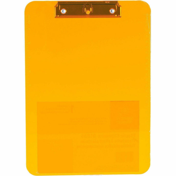 Image of Business Source Clipboards,Plastic,w/Flat Clip, 9"x12-1/2",6/BD,Neon Orange