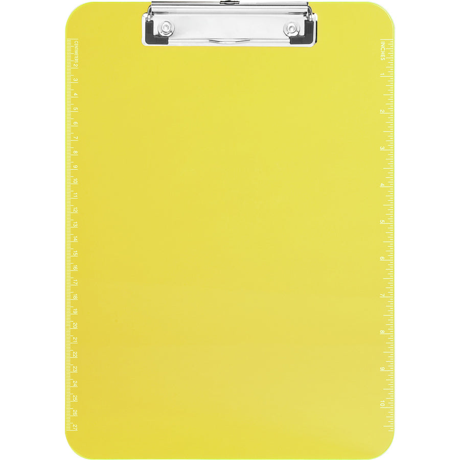 Image of Business Source Clipboards,Plastic,w/Flat Clip, 9"x12-1/2",6/BD,Neon Green
