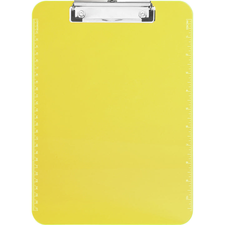 Image of Business Source Clipboards,Plastic,w/Flat Clip, 9"x12-1/2",6/BD,Neon Green