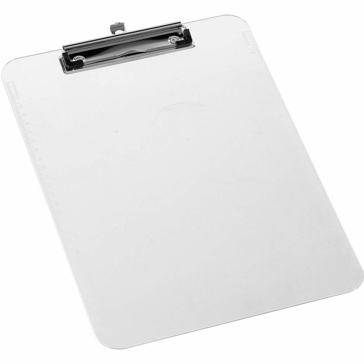 Image of Business Source Clipboards,Plastic,w/Flat Clip, 9"x12-1/2",6/BD,Clear
