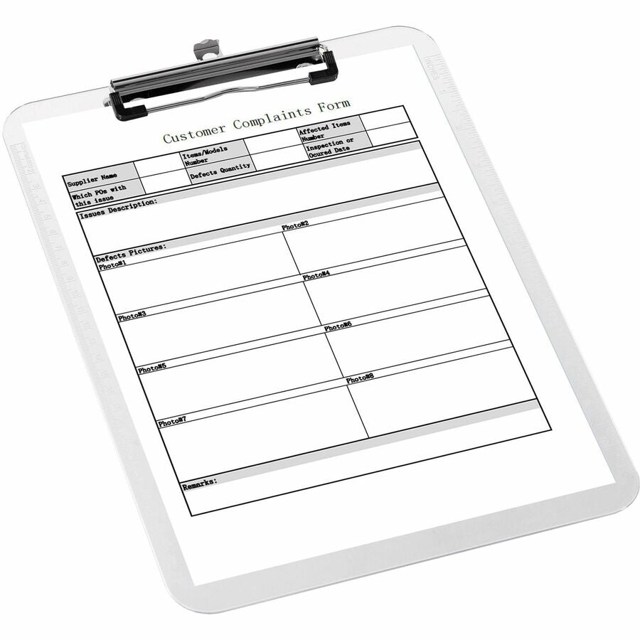 Image of Business Source Clipboards,Plastic,w/Flat Clip, 9"x12-1/2",6/BD,Clear