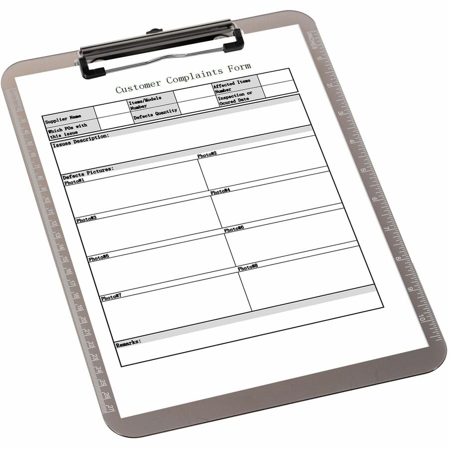 Image of Business Source Clipboards,Plastic,w/Flat Clip, 9"x12-1/2",6/BD,Smoke