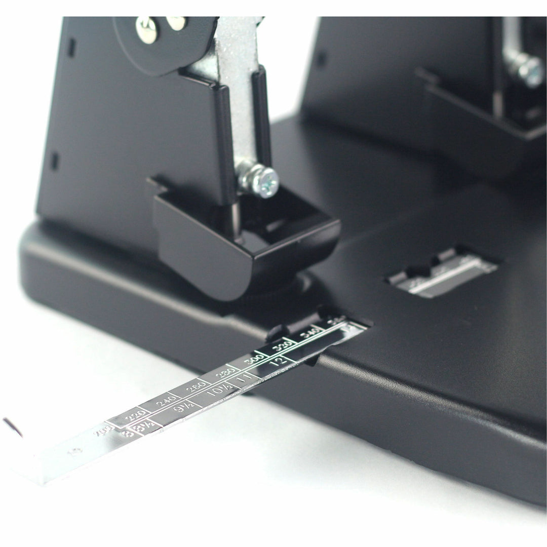 Image of Business Source 3-Hole Punch, 100 Sht Cap, 10-1/5"x10-2/5"x6-1/5", Black