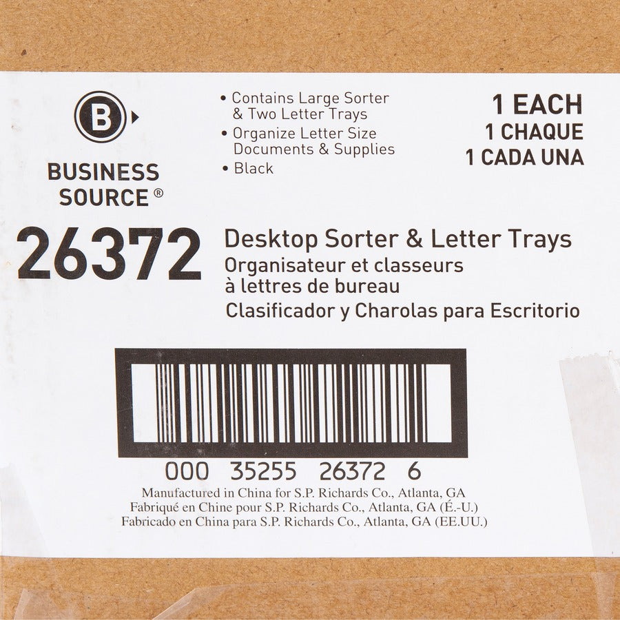 Image of Business Source Organizer, w/2 Letter Trays, 9 Comp,13-1/8"x9-7/8"x14", BK