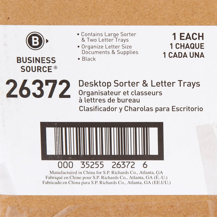 Image of Business Source Organizer, w/2 Letter Trays, 9 Comp,13-1/8"x9-7/8"x14", BK
