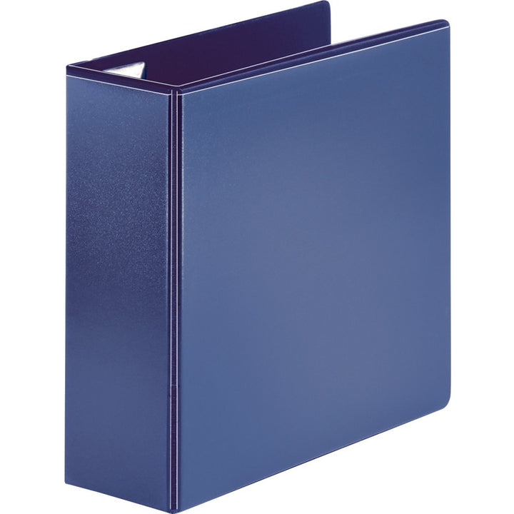 Image of Business Source View Binder w/4 Pockets, D-Ring, 4" Cap, 8-1/2"x11", Navy