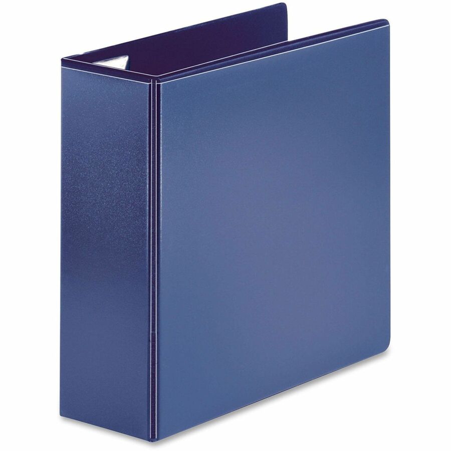 Image of Business Source View Binder w/4 Pockets, D-Ring, 4" Cap, 8-1/2"x11", Navy